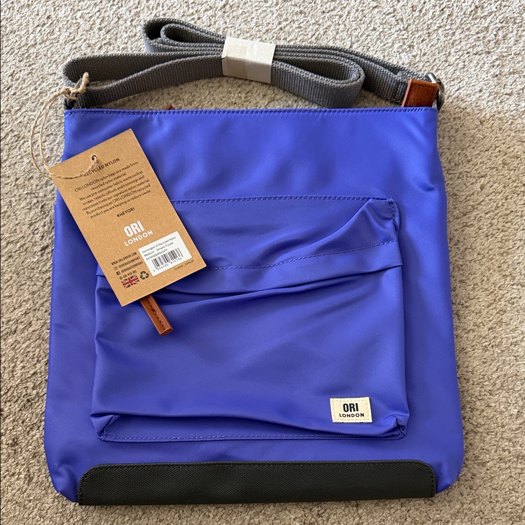 Orion London Women’s Purple Messenger Bag With Gray Strap